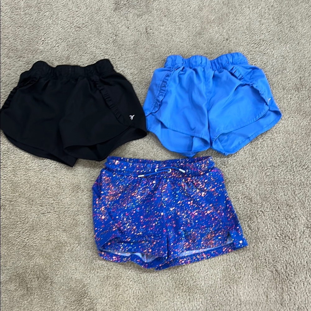 Set of Three Athletic Shorts - Black, Blue, and Multicolor